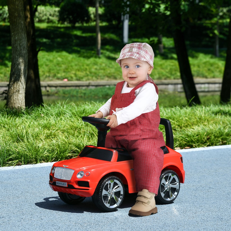 image 1 of AIYAPLAY Bentley Bentayga Licensed Ride on Car, Foot to Floor Sliding Car Push Along Car with Under Seat Storage, Music Horn, for Toddler from 18 to 36 Months - Red