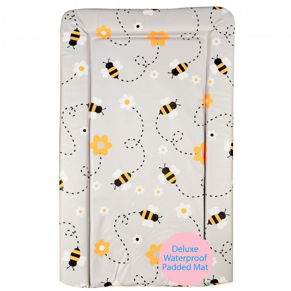 image 1 of Callowesse Changing Mat Deluxe Waterproof with Raised Edges – Grey Bee Grey