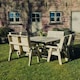 image 1 of Ergo 8 Seater Square Table - 2 Benches, 4 Chairs - L149 x W149 x H77 cm - Min. Assembly Required - Set of WP. Cushions Included
