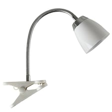 ValueLights Adjustable Single Gloss White And Chrome Clamp Clip On LED Desk Spotlight Table Light