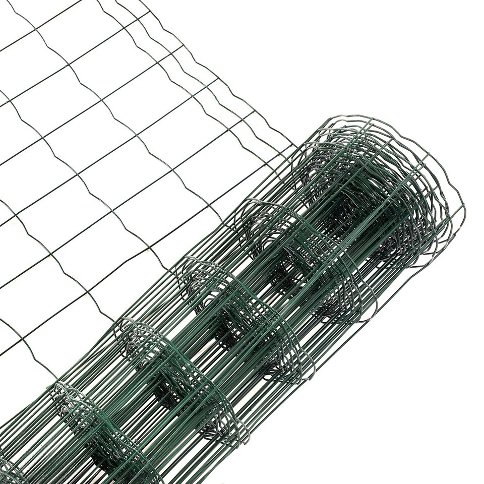 image 1 of Oypla 0.6m x 10m Green PVC Coated Galvanised Steel Wire Mesh Stock Fencing Garden Euro Fence