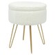 image 1 of Harbour Housewares Cream Boucle Storage Footstool Round Ottoman With Gold Base H46 x D37cm Warm Storage Neutral Statement Yellow
