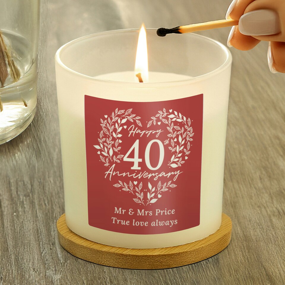 image 1 of Personalised 40th Ruby Wedding Anniversary Candle Jar Clear | One Size