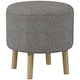 image 1 of HOMCOM Round Storage Stool, Linen Fabric Upholstered Foot Stool with Removable Top, Padded Seat, Hidden Space and Wooden Legs for Living Room, Light Grey