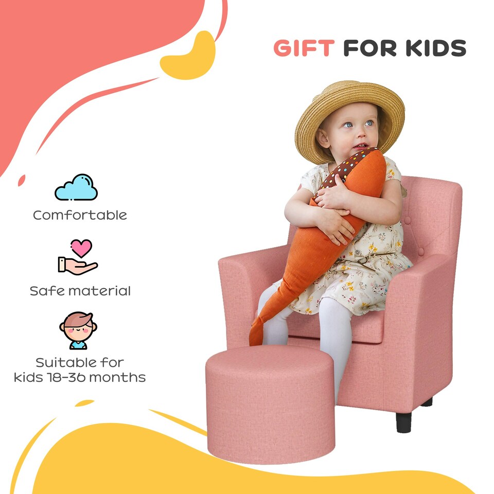 image 1 of AIYAPLAY Kids Sofa Set with Footrest for Playroom Bedroom