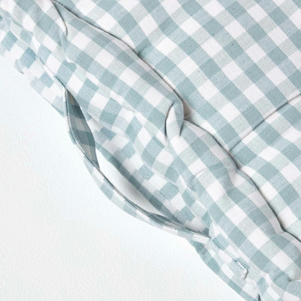 image 1 of Homescapes Cotton Gingham Check Blue Floor Cushion - 40 x 40 cm | Blue | 40 x 40 cm