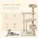 image 3 of PawHut 100cm Cat Tree Indoor Kitten Scratching Post Activity Centre Beige