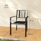 image 7 of Outsunny 2 PCs Stackable Outdoor Garden Chairs with Metal Slatted Design, Black