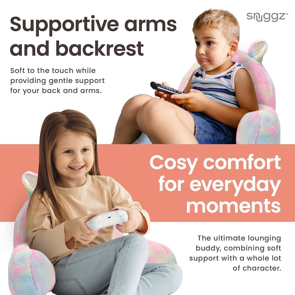 image 1 of Snuggz Unicorn Cuddle Cushion Reading Pillow with Carry Handle 3D Novelty Design Back Support Soft Cosy Bed Pillow - 60 x 40 x 35 cm