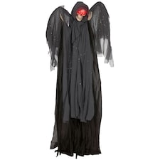 HOMCOM Winged Grim Reaper Animatronic Prop w/ Light Up Eyes, for Haunted House