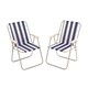image 1 of Oypla 2x Stripey Camping Festival Party Folding Outdoor Chairs with Armrests Blue