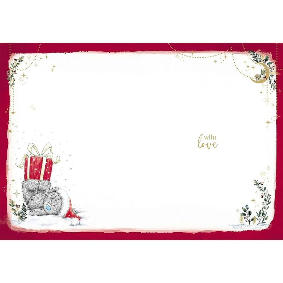 image 1 of Bear Wrapping Present Christmas Card