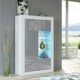 image 2 of Display Cabinet 93cm Grey Gloss Doors White Matt Body Free LED White | Grey