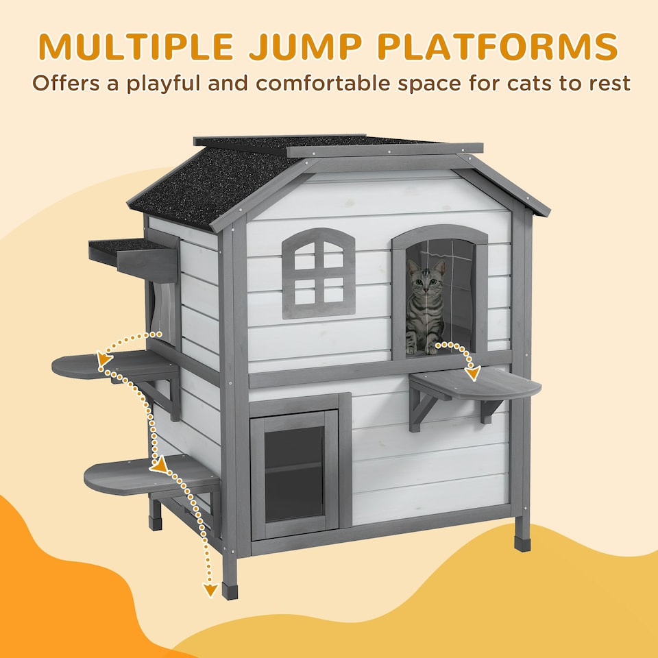 image 1 of PawHut Kitten Condo with Openable Roof, Catio Enclosure Furniture, White
