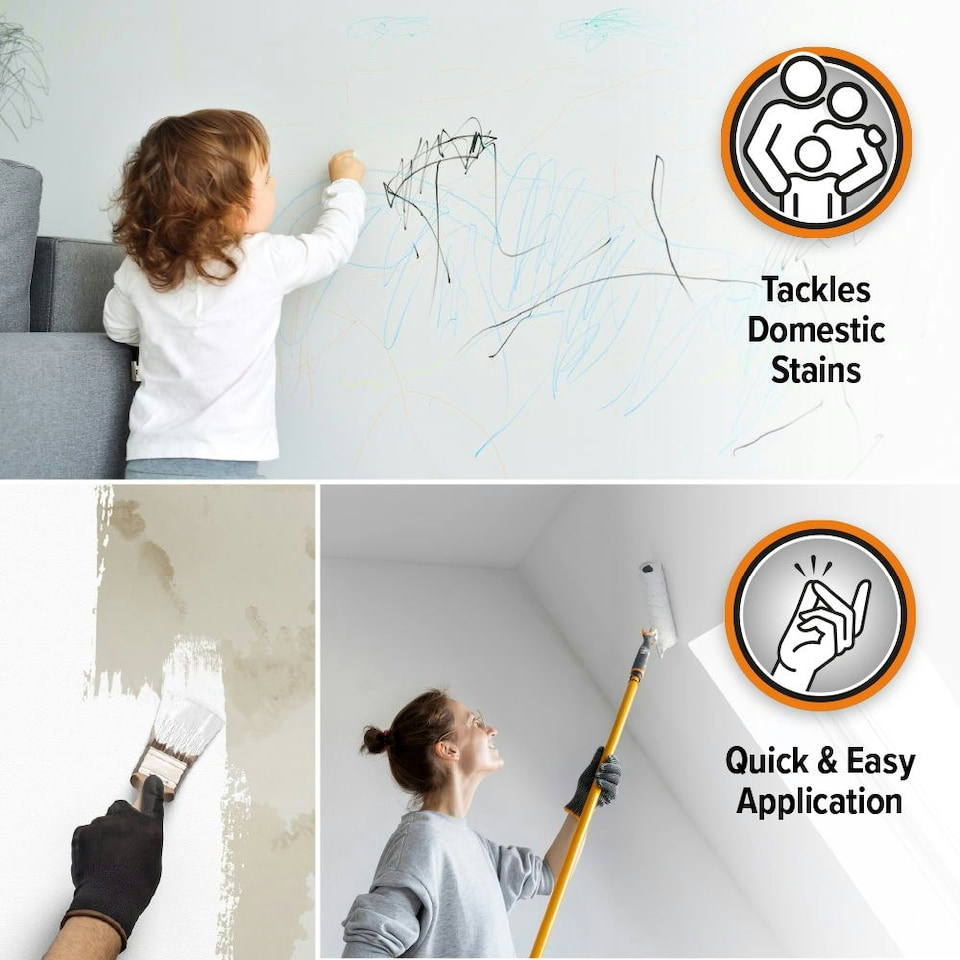image 1 of Dryzone White Stain Seal & Damp Proof Paint (500ml, White) - Block Damp on Interior Walls | White | White | 500ml