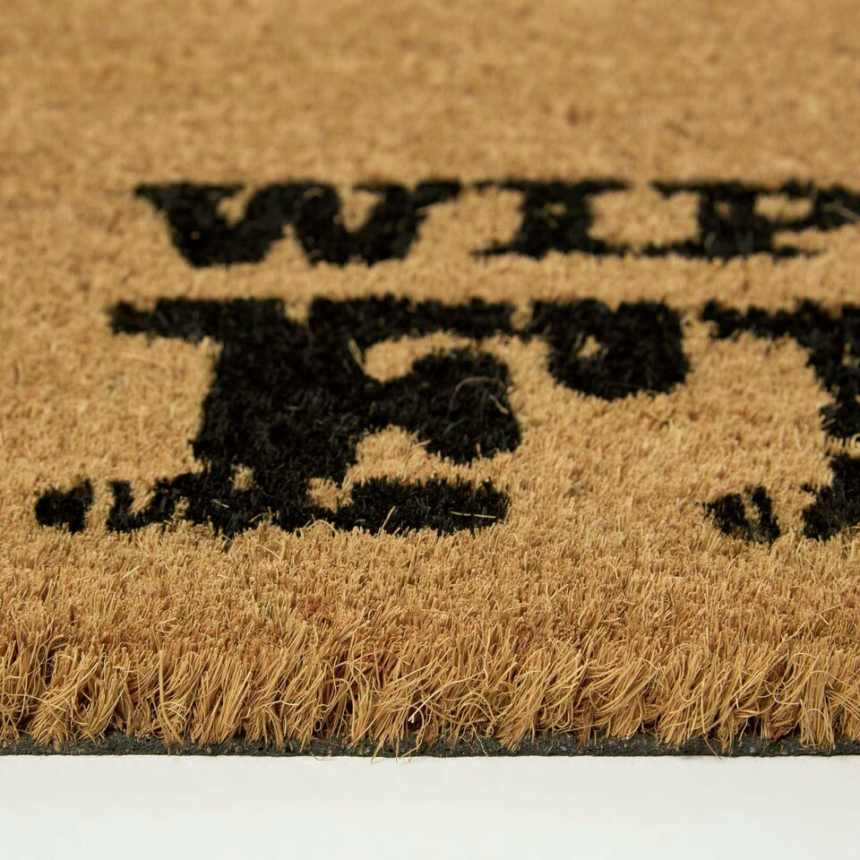 image 1 of Homescapes “Wipe Your Feet” Coir Double Door Mat Runner - 120 x 45 cm