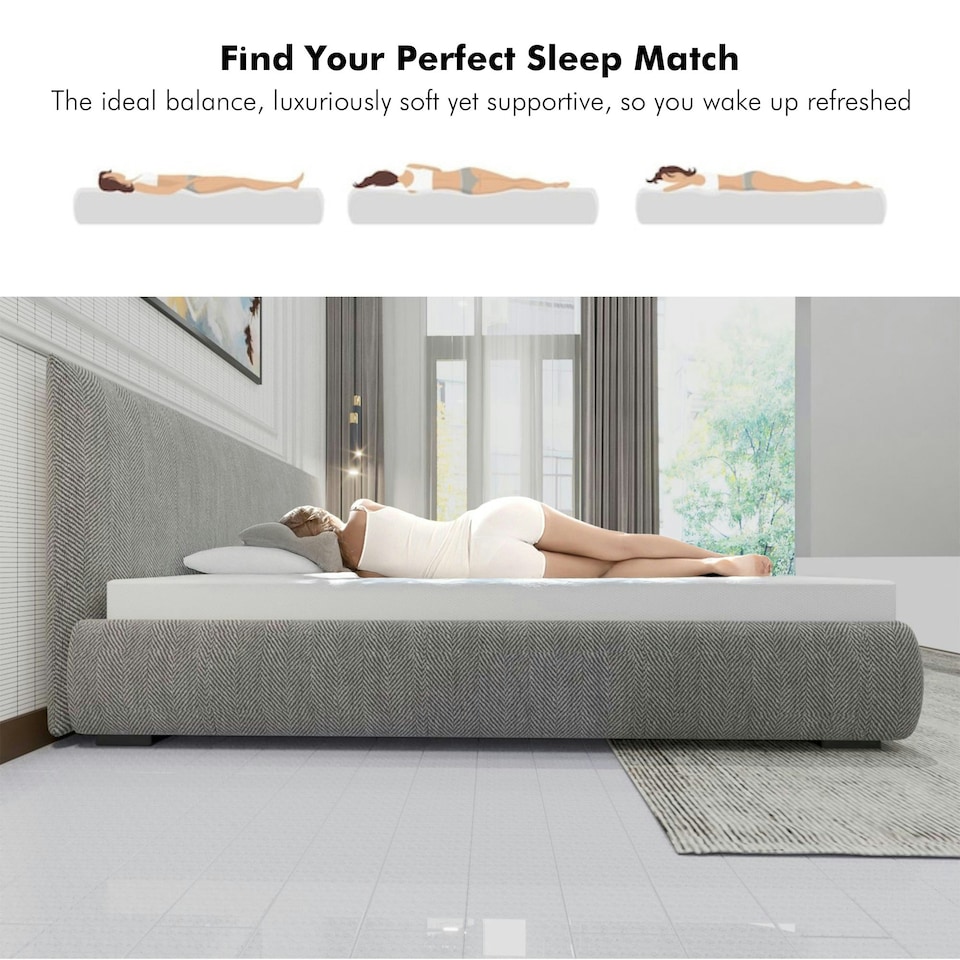 image 1 of High Density Hard Foam Mattress | Firm Support, Breathable, Rolled & Boxed | White | Single(W90cm x L190cm x H15cm) | Small Single