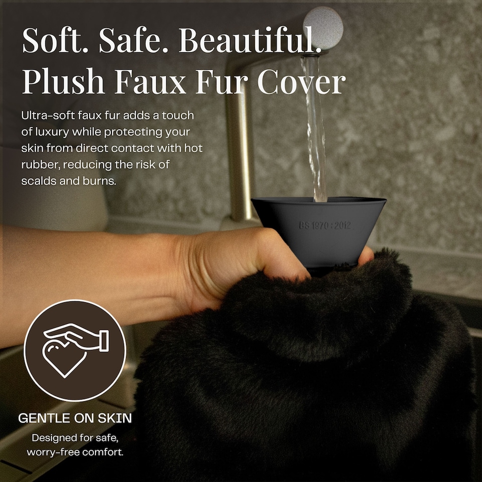 image 1 of 2L Hot Water Bottle - Luxury, Soft and Washable Hot Water Bag for Hot and Cold Compress