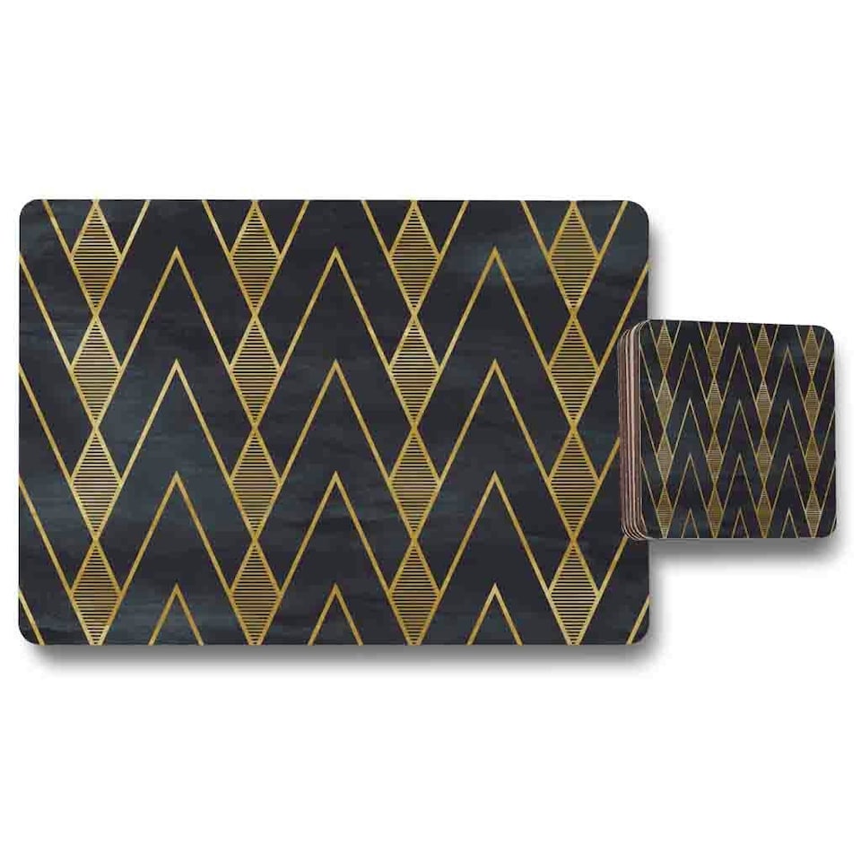 Gold Geometreic Lines (Placemat & Coaster Set)