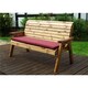 image 1 of Traditional Wooden Three Seater Winchester Bench With 1 x Winchester Cushion Burgundy & 1 x Fitted Cover