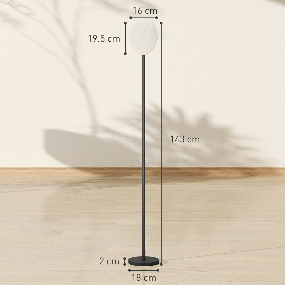 image 1 of HOMCOM 3D Printed Standing Lamp with Rose Shade, 3 Colour Temperature, White | White