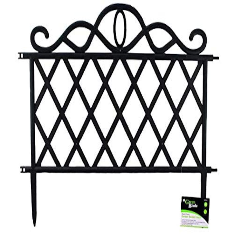 image 1 of Pack of 12 27cm Black Plastic Garden Patio Lawn Border Fence Edging