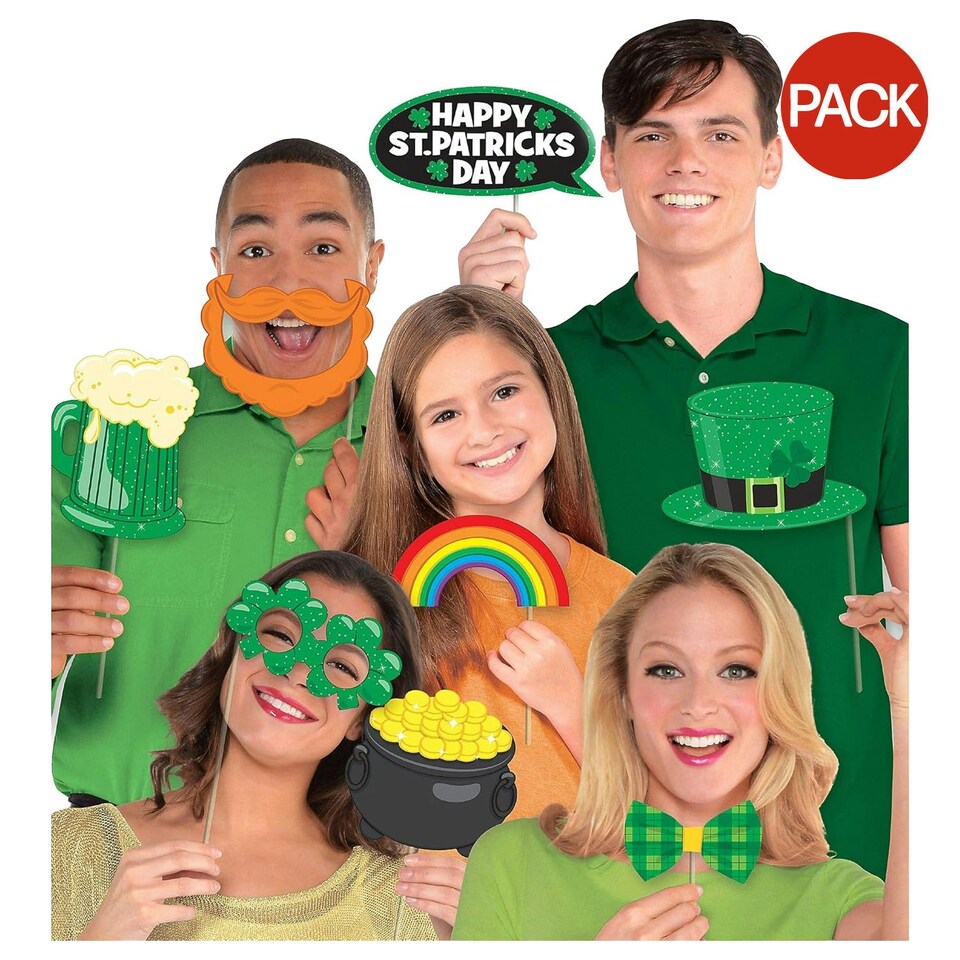 image 1 of Amscan St Patricks Day Photobooth Props (Pack of 13) - Green - One Size | Multi | One Size