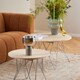 image 4 of Prunus Round Coffee Table in Matt Beige and Chrome Steel Base 80x46.4cm
