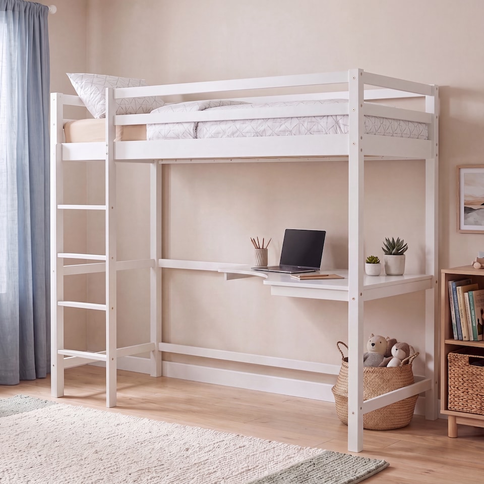 image 1 of Vida Designs Sydney Kids Bunk Bed With Desk - Suitable for 3ft Single Mattress - White