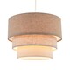 image 2 of Contemporary Round Triple Tier Beige and Oatmeal Linen Pendant Shade