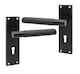 image 4 of Golden Grace Victorian T-Bar Linear Design Lock Door Handle Set Matt Black Finish with 2.5in 3 Lever Lock - 150 x 40mm