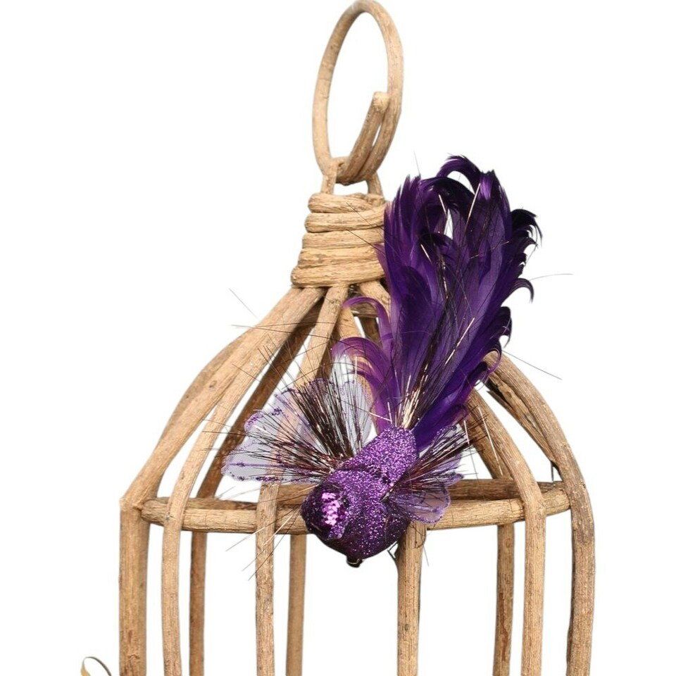 image 1 of Decorative Purple Fantasy Bird With Clip - 15cm