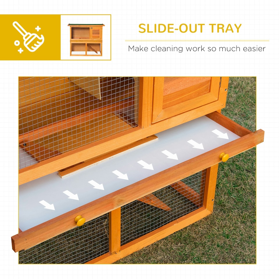 image 1 of Pawhut 90cm 2 Tiers Rabbit Hutch Wooden Pet Cage Run Vintage Bunny House