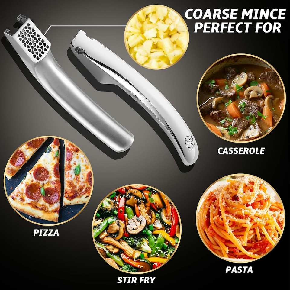 image 1 of Gourmet Easy Stainless Steel Garlic Press - Coarse Mince