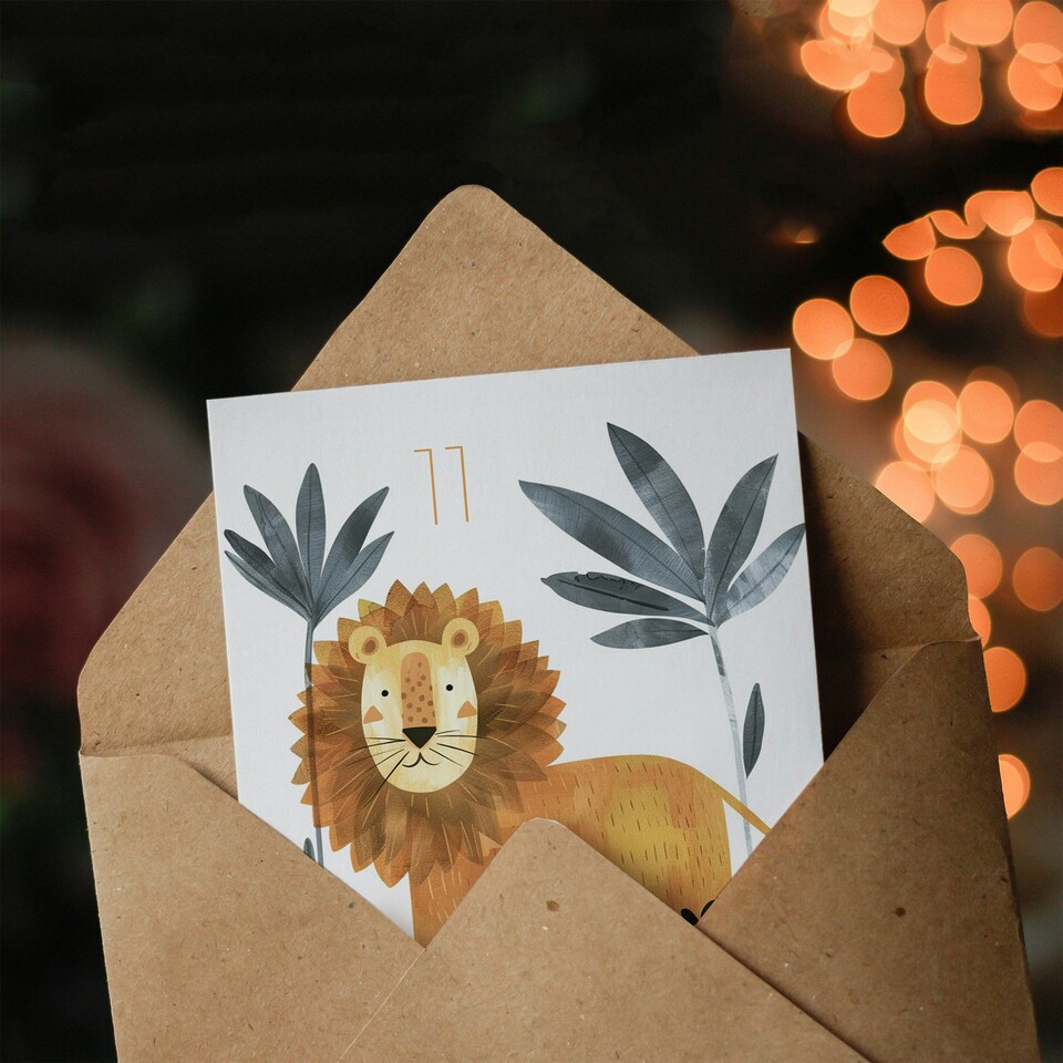 image 1 of Cute Jungle Fun Drawing Kids Age 11 Year Old Kids 11th Birthday Card