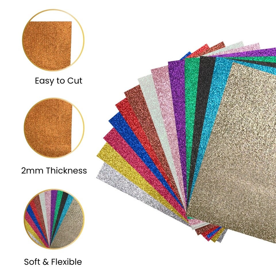 image 1 of Pack of 10 A4 Light Gold Glitter Eva Foam Sheets | Gold | Light Gold | A4