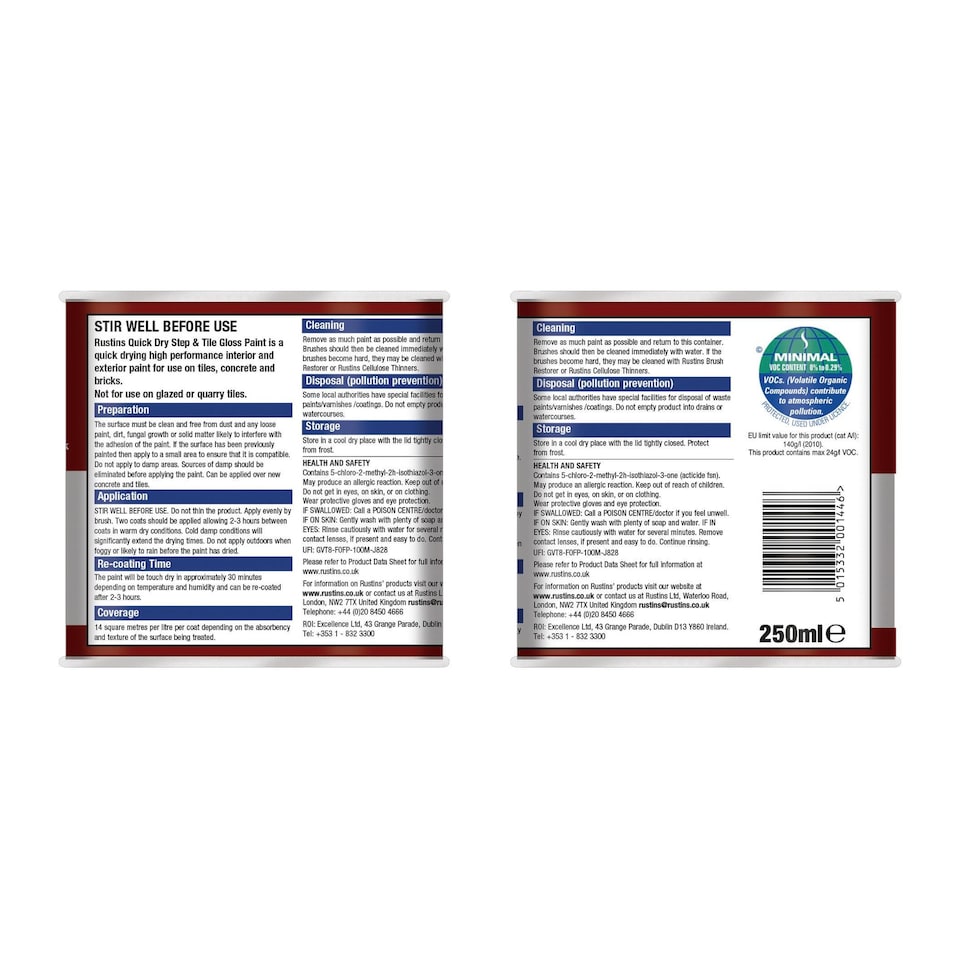 image 1 of Rustins Step & Tile Paint Red 250ml - STRDW250