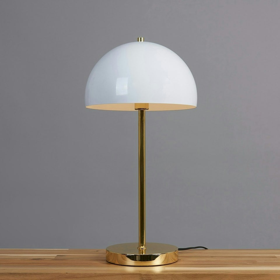 image 1 of ValueLights Contemporary Gold And White Dome Table Lamp