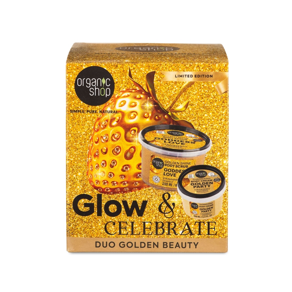 image 1 of Organic Shop Glow & Celebrate Golden Beauty Gift Set 250ml/100ml