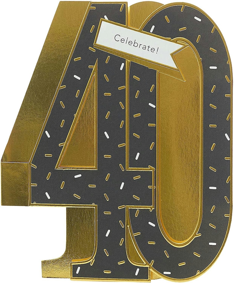image 1 of 3D Design with Gold Foil Finish Open 40th Birthday Card