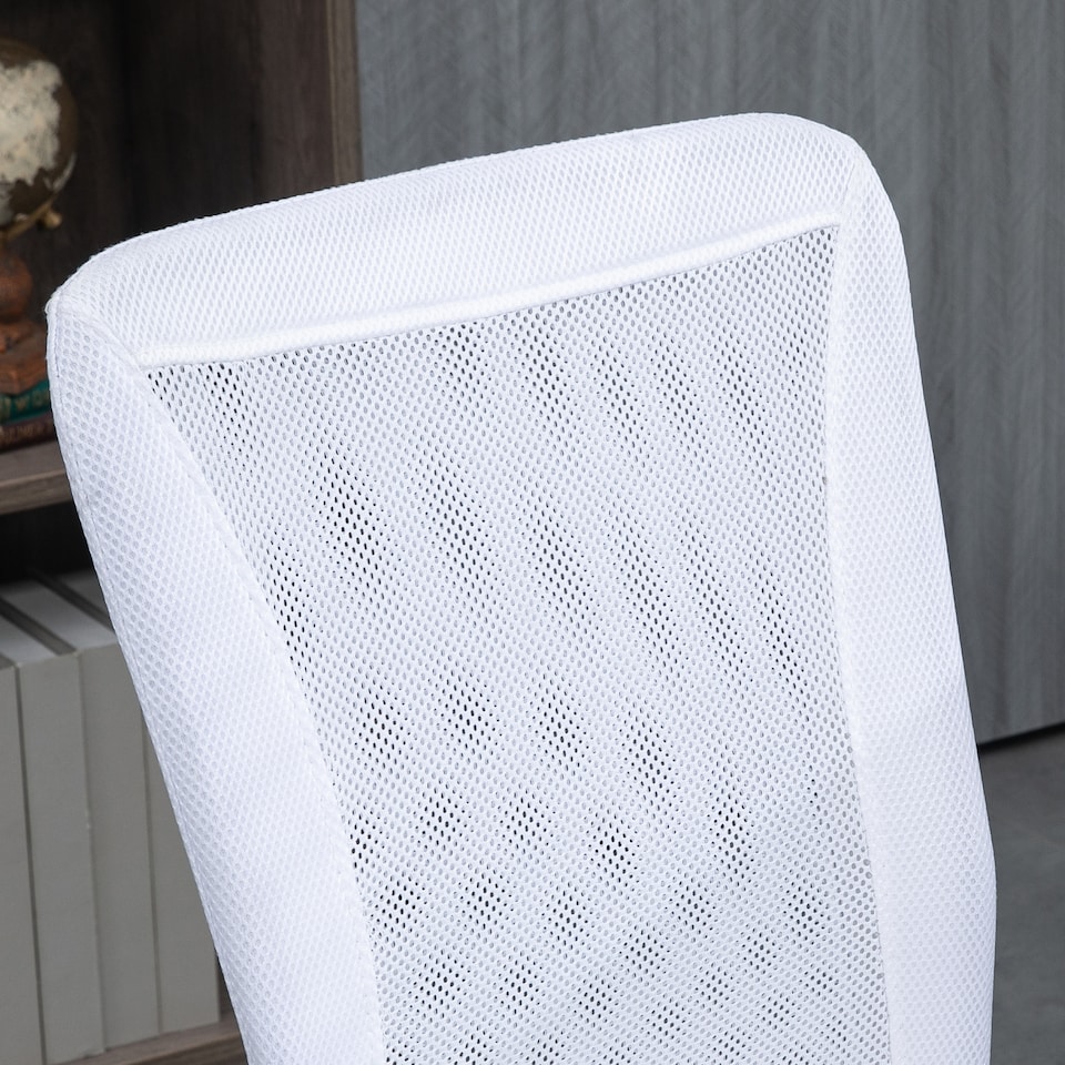 image 1 of Vinsetto Office Chair, Armless Desk Chair, Adjustable Computer Swivel Chair with Rolling Wheels and Mesh Back for Home Work Study, White