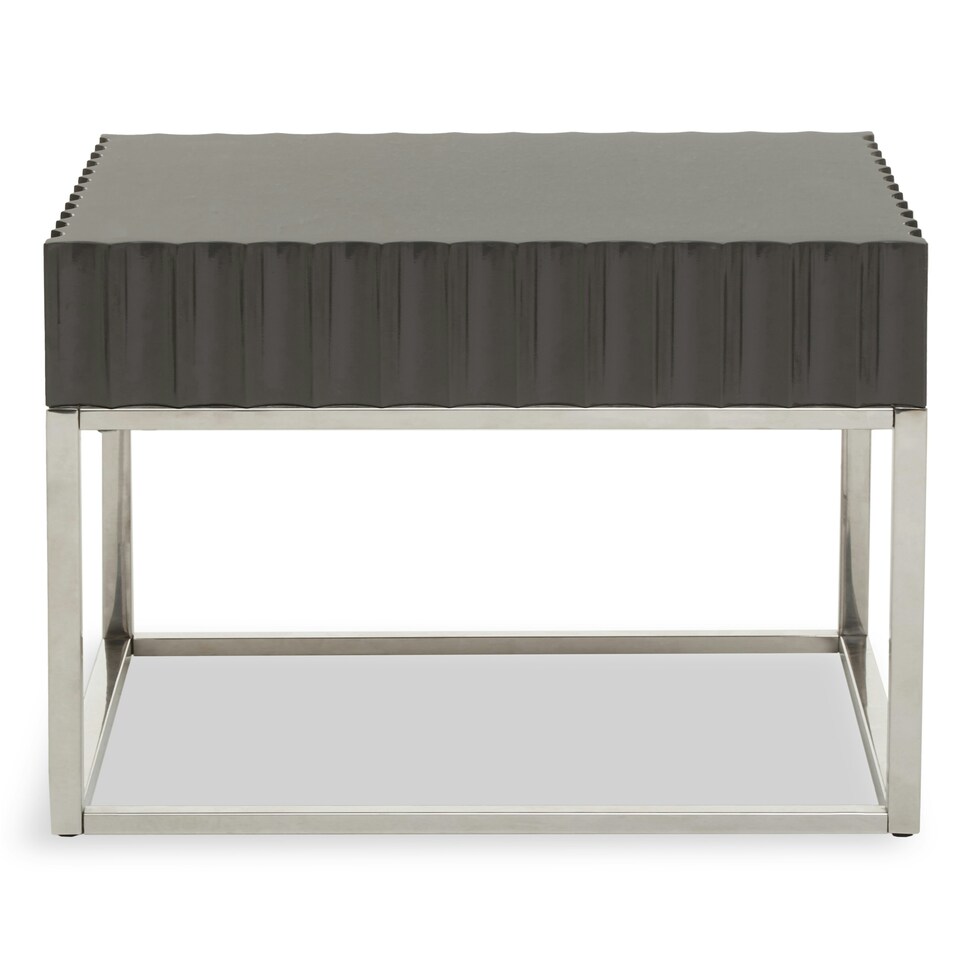 image 1 of Interiors by Premier Grey Hi Gloss Finish Square End Table Grey