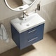 image 3 of Retro 2 Drawer Wall Hung Vanity Unit with Thin-Edge 1 Tap Hole Ceramic Basin - 600mm - Satin Blue - Balterley Blue