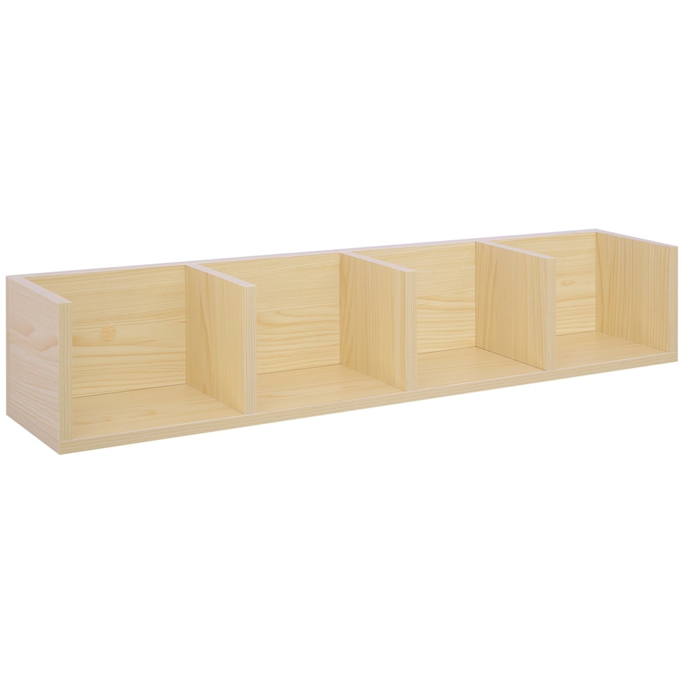 image 1 of HOMCOM Wooden Wall-Mounted Storage Media Display Shelf Center Rack, Natural