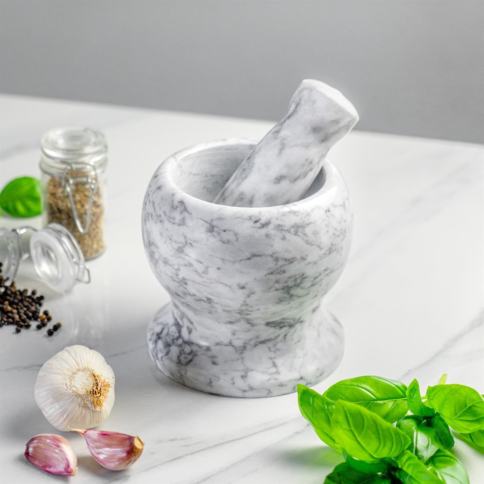 image 1 of Argon Tableware Marble Pestle & Mortar Set - 13cm - Grey