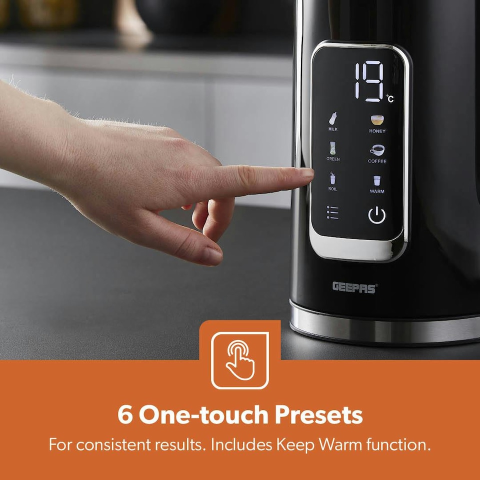 image 1 of GEEPAS 1.7L Digital Electric Kettle, 2200W