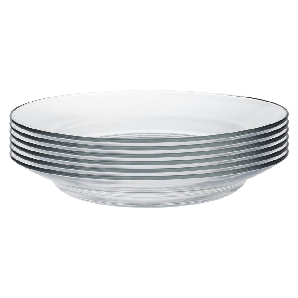 image 1 of Duralex Lys Glass Soup Plates Dishes - Tempered, Heat Resistant - 230mm - Pack of 6 Clear