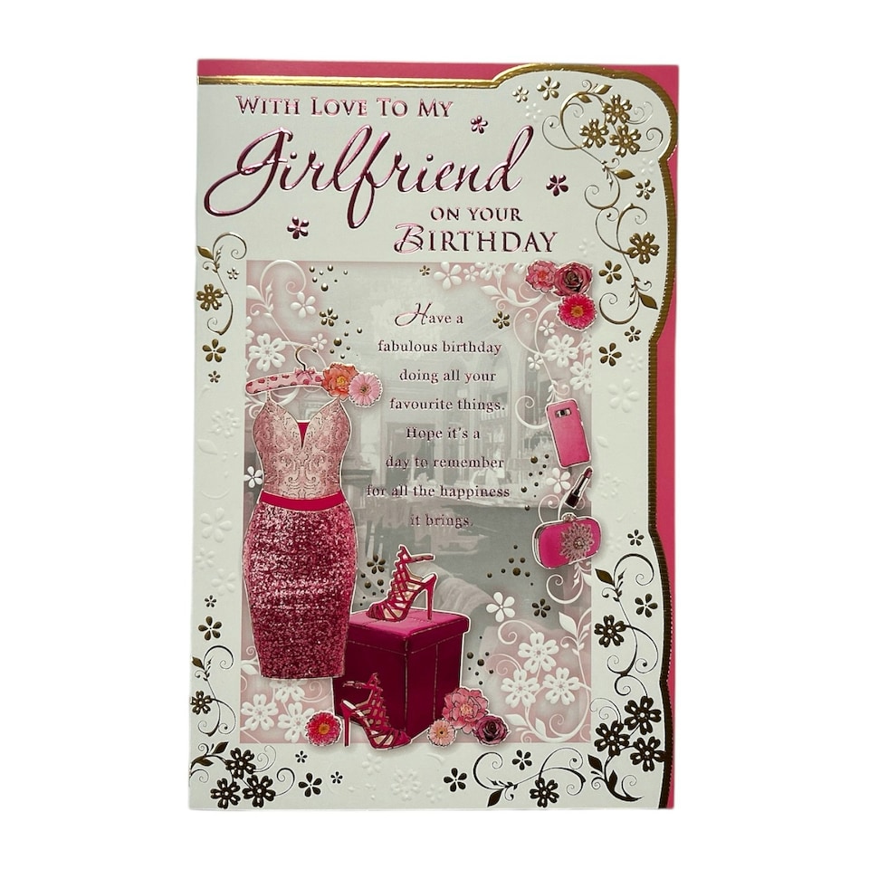 image 1 of Girlfriend Pink Dress and Sandals Design Opacity Birthday Card