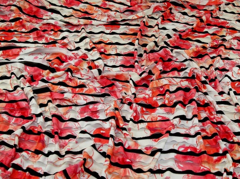 Pink RaRa Ruffle Textured Stretch Knit Fabric for Dressmaking, 138cm / 54" Wide - per metre