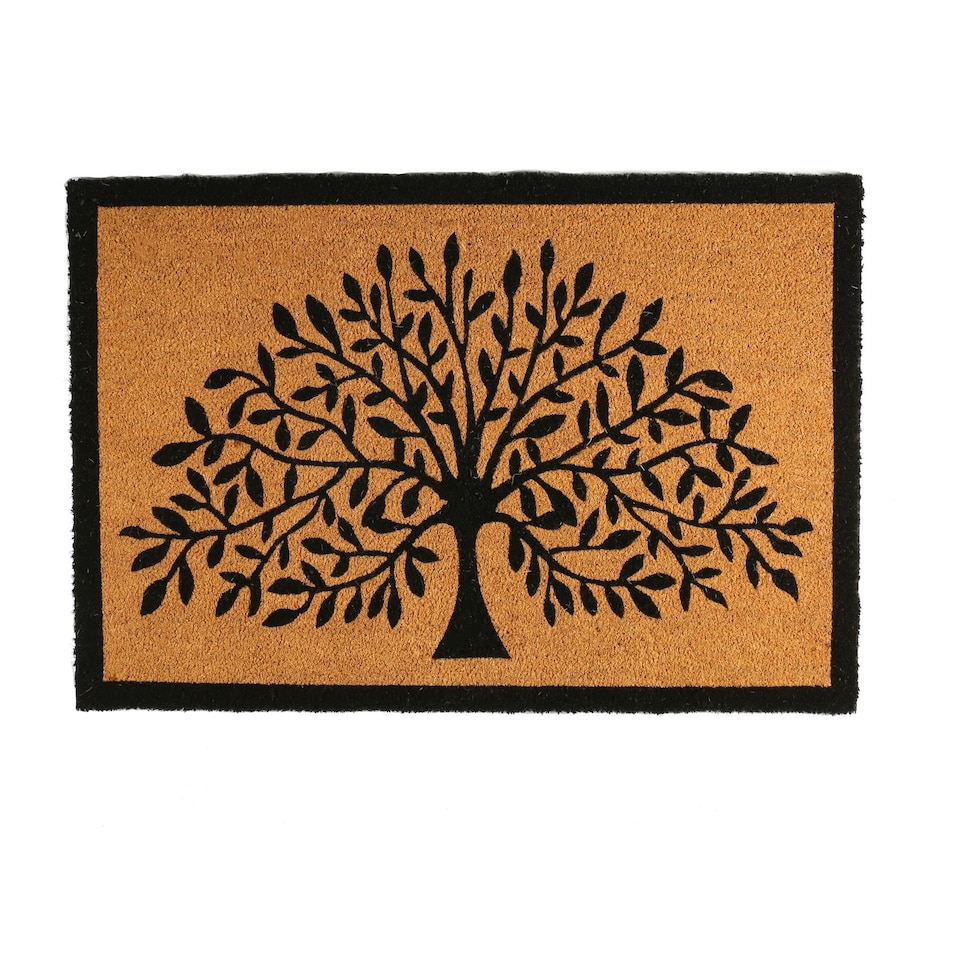 image 1 of Nicola Spring Coir Door Mat - 90 x 60cm - Tree of Life - Indoor Outdoor Floor Mat Dirt Trapper Rug Non Slip Backing Doormat